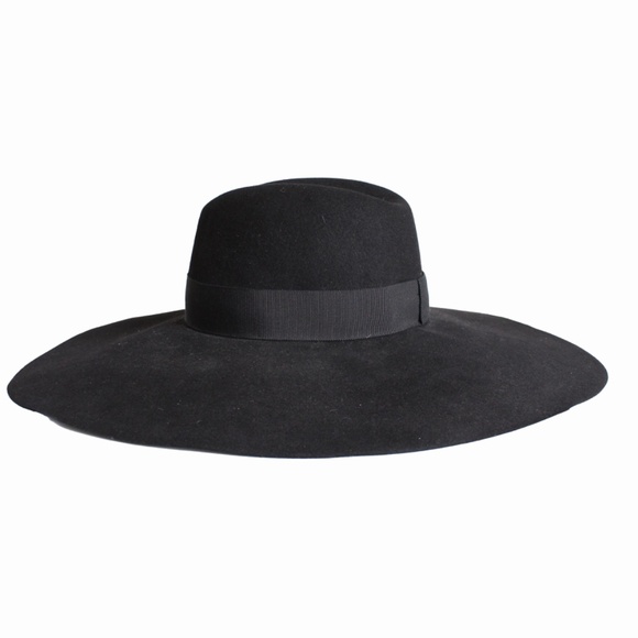 Saint Laurent Hat Wide Brim Oversized Black Rabbit Fur Felt Hedi Slimane Size 56 main image 12